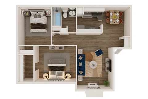 Floor plan for 2 beds, 1 bath, 824 sqft